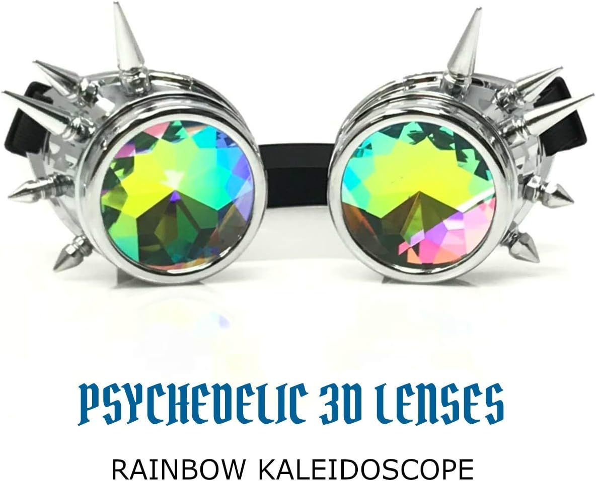 UMBRELLALABORATORY Crystal Rainbow Kaleidoscope Steampunk Goggles