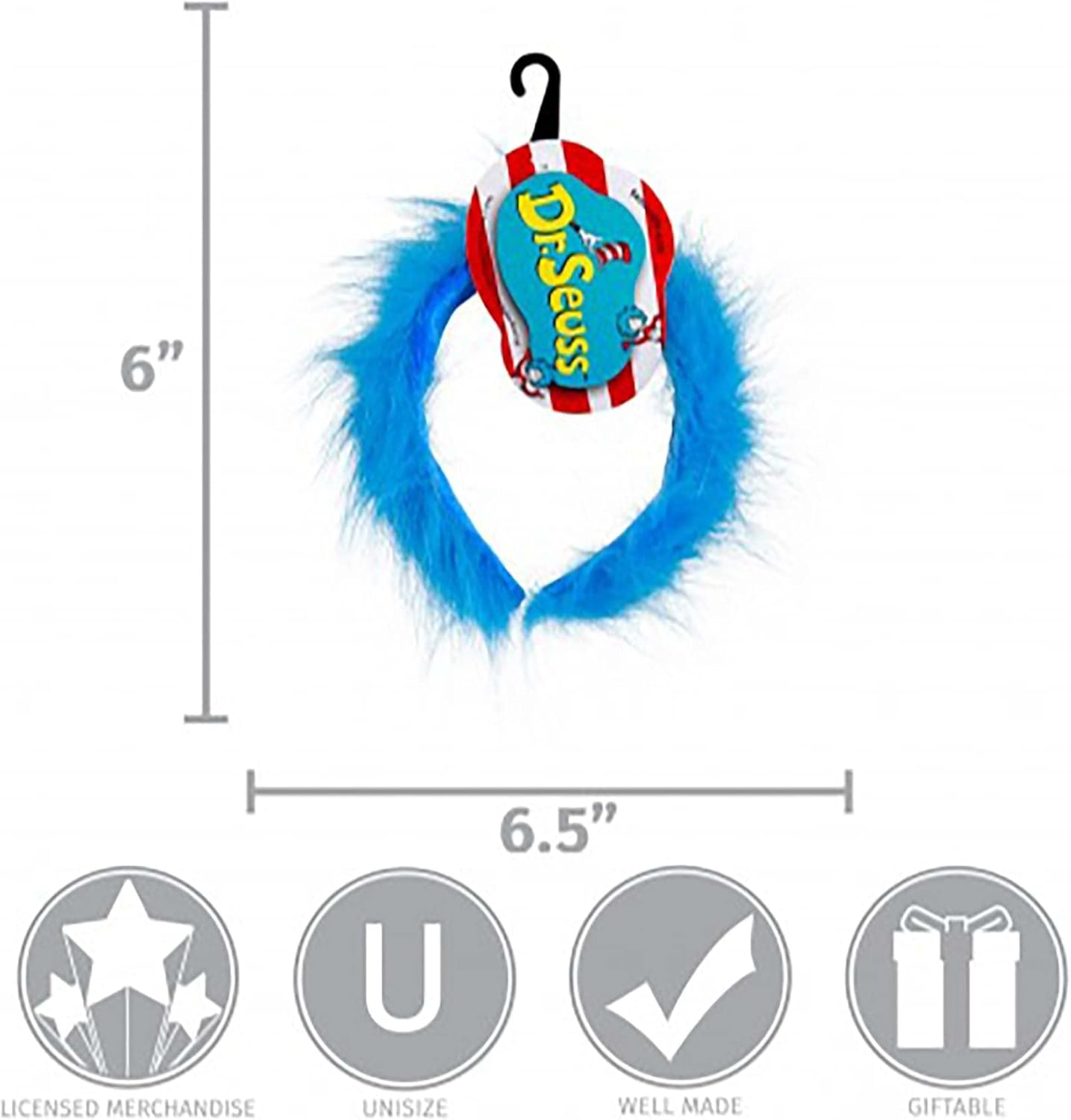 officialy licensed Dr Seuss Thing 1 2 Blue Fuzzy Costume Headband