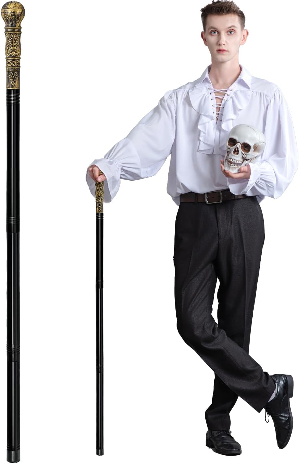 Stunning Pimp Cane - 42 Metal Prop Stick with Antique Gold Handle