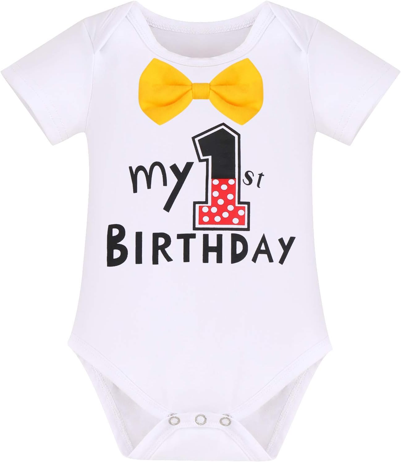 Imekis Baby Boys 1st Birthday Tuxedo Bowtie Romper Set
