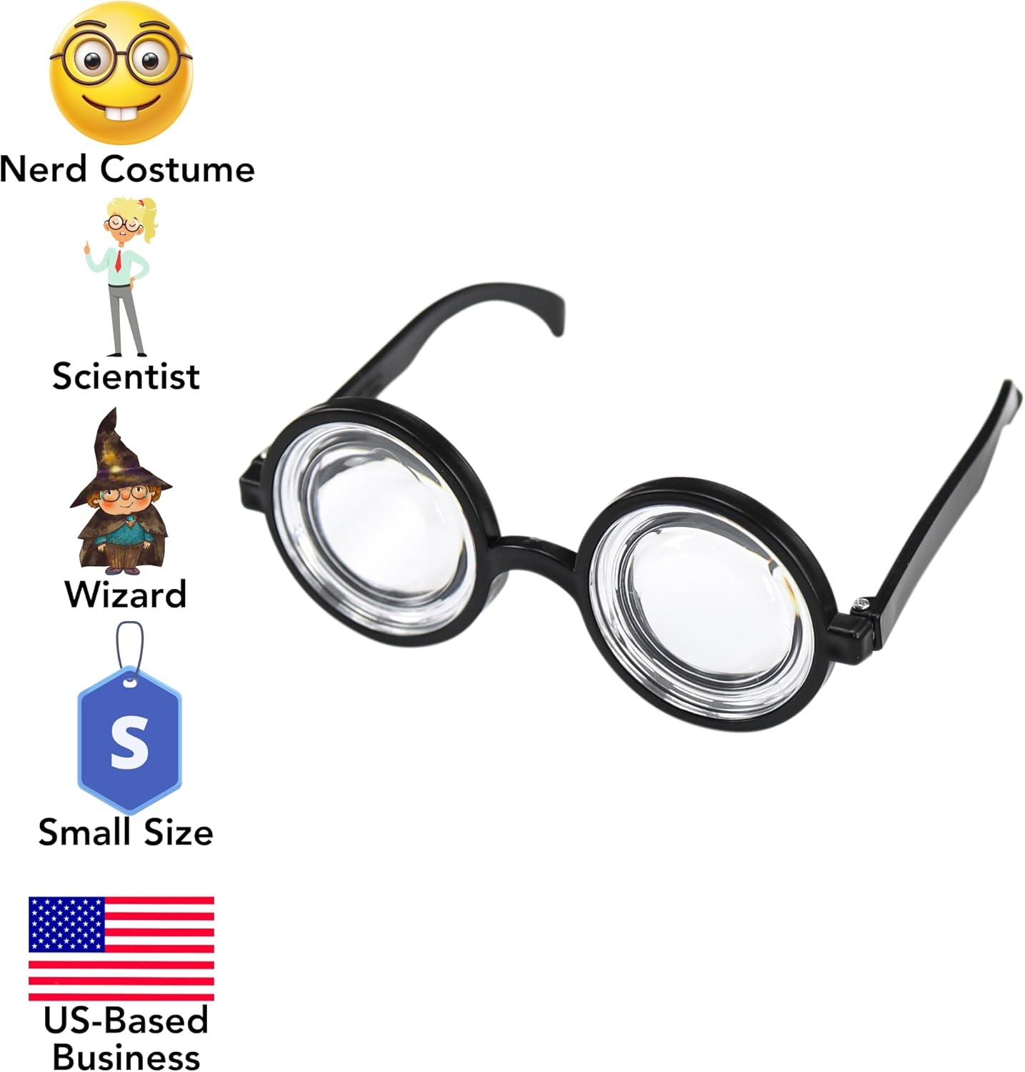 Iconkal Thick Lens Nerd Dress-Up Costume Glasses Perfect Halloween Addition