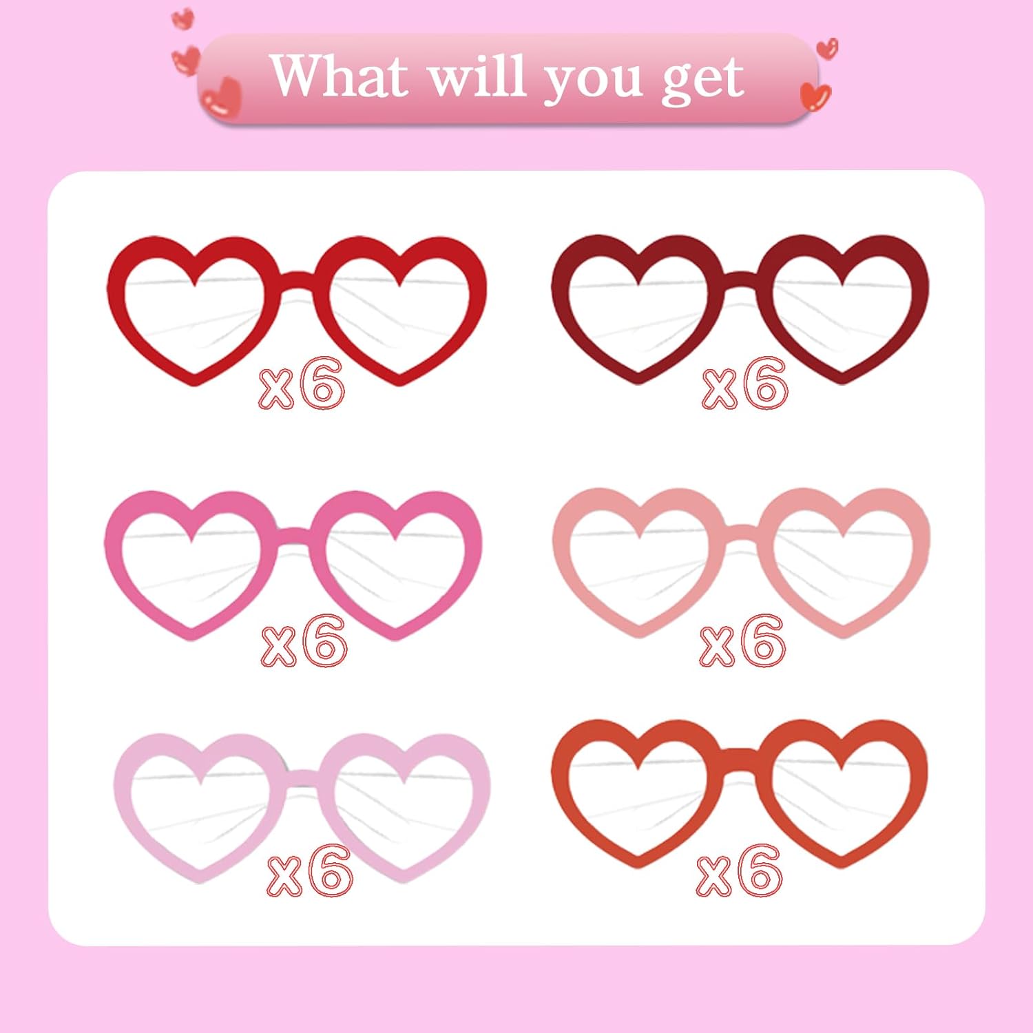 Perfect Valentines Day Heart Glasses for 36 Pairs