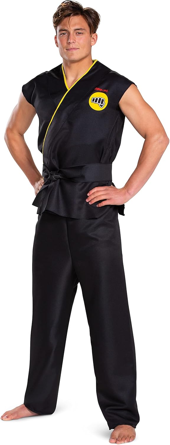 Disguise MasterCheckpoint Costume Official Cobra Kai Gi for Men Black Belt SmallMedium