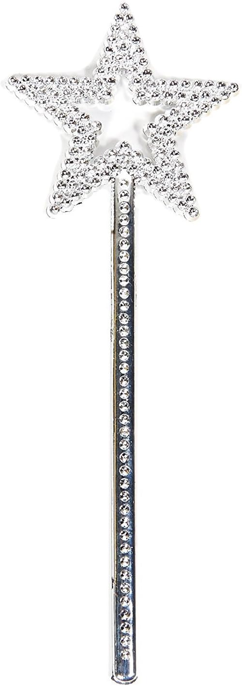 AKOAK Star Wand 13 Inches Silver Fairy Princess Angel Wand Luxury Party Wand