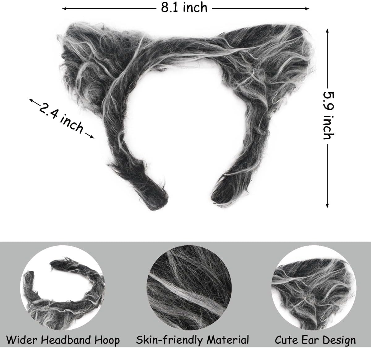 HODRME 5-Piece Wolf Ears and Tail Set