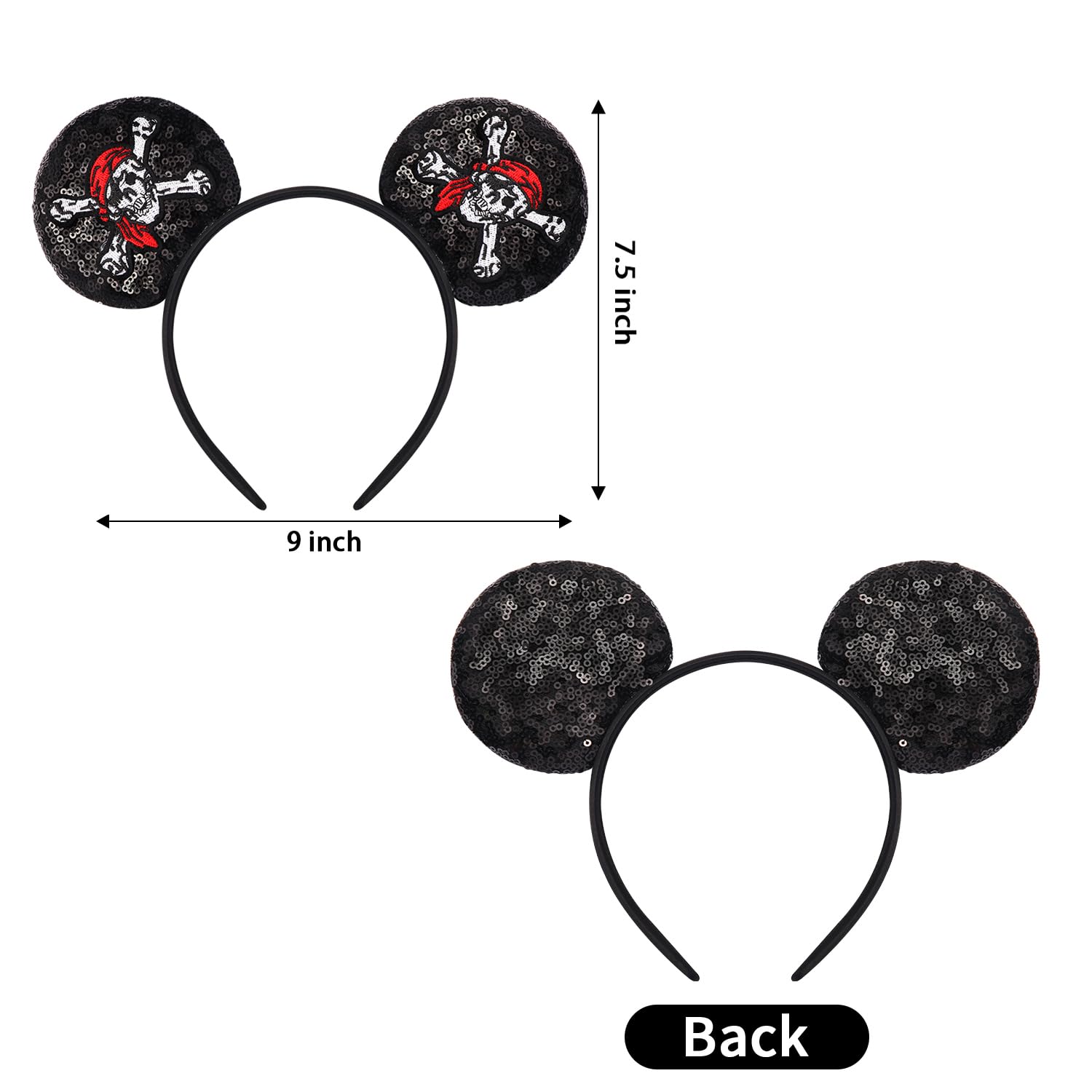 RCJERA Pirate Themed Mouse Ears Headband