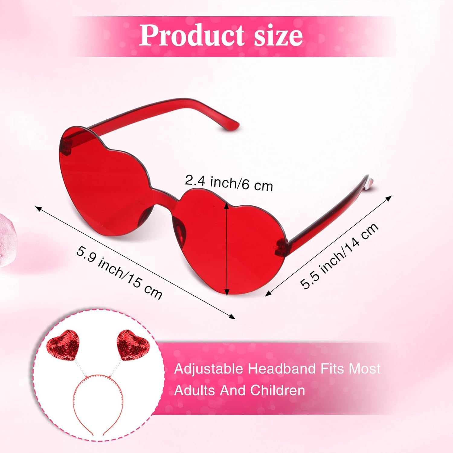 Valentines Day Heart sunglasses headbands set