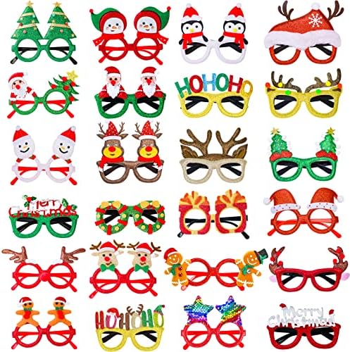24 Christmas Eyeglasses festive Party Favors Christmas costume Cosplay props 16x9cm