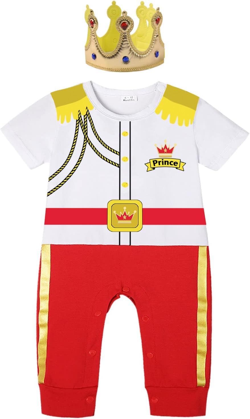 Baby Boy Prince Halloween Costume with Gold Crown