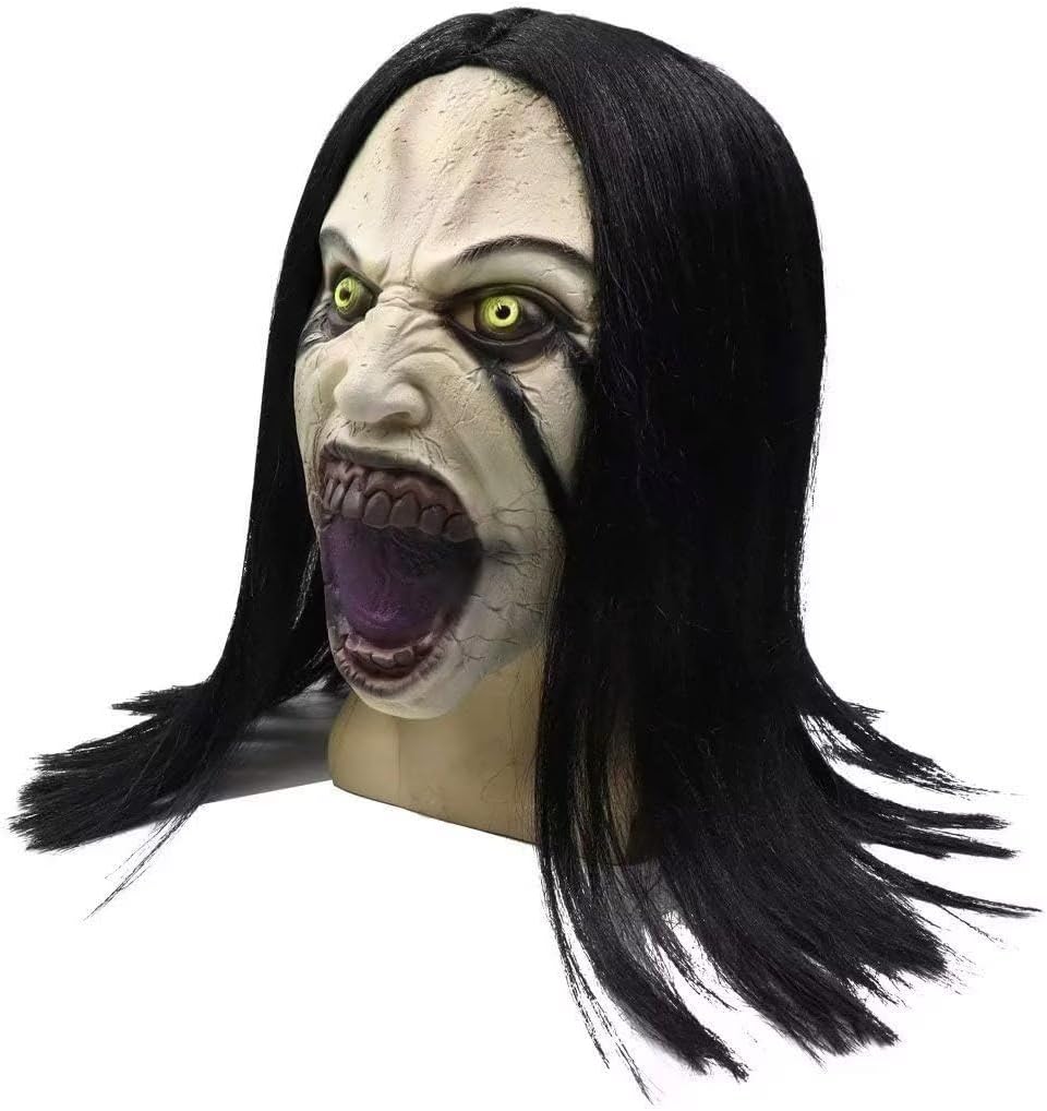 Horror Mask Womens Latex Cepyotic Demon Wigs