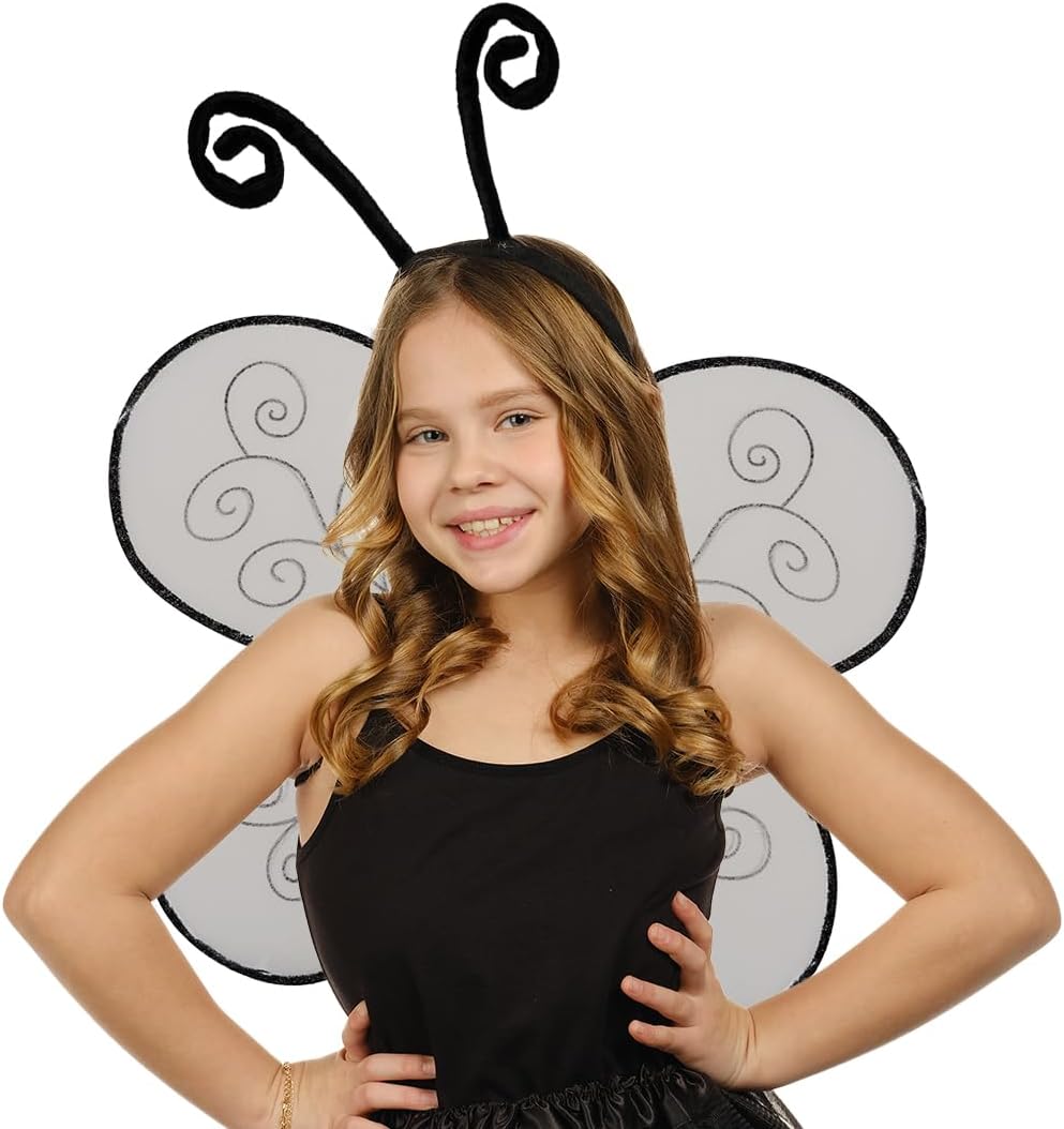 Funcredible Black Butterfly Wings Headband Costume Set