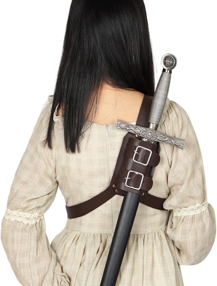 Medieval Leather Back Sword Shoulder Holster Adjustable