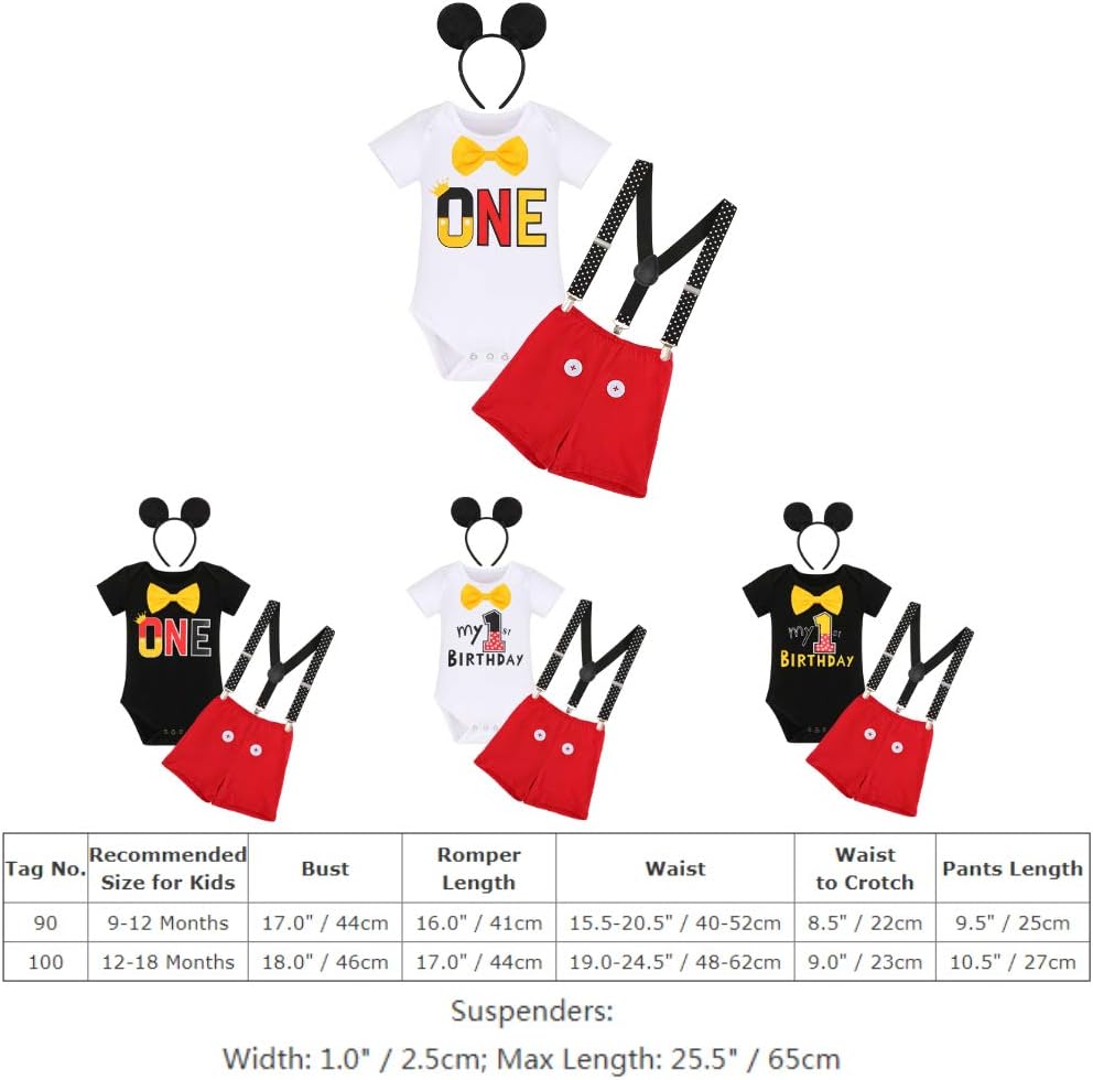 Imekis Baby Boys 1st Birthday Tuxedo Bowtie Romper Set
