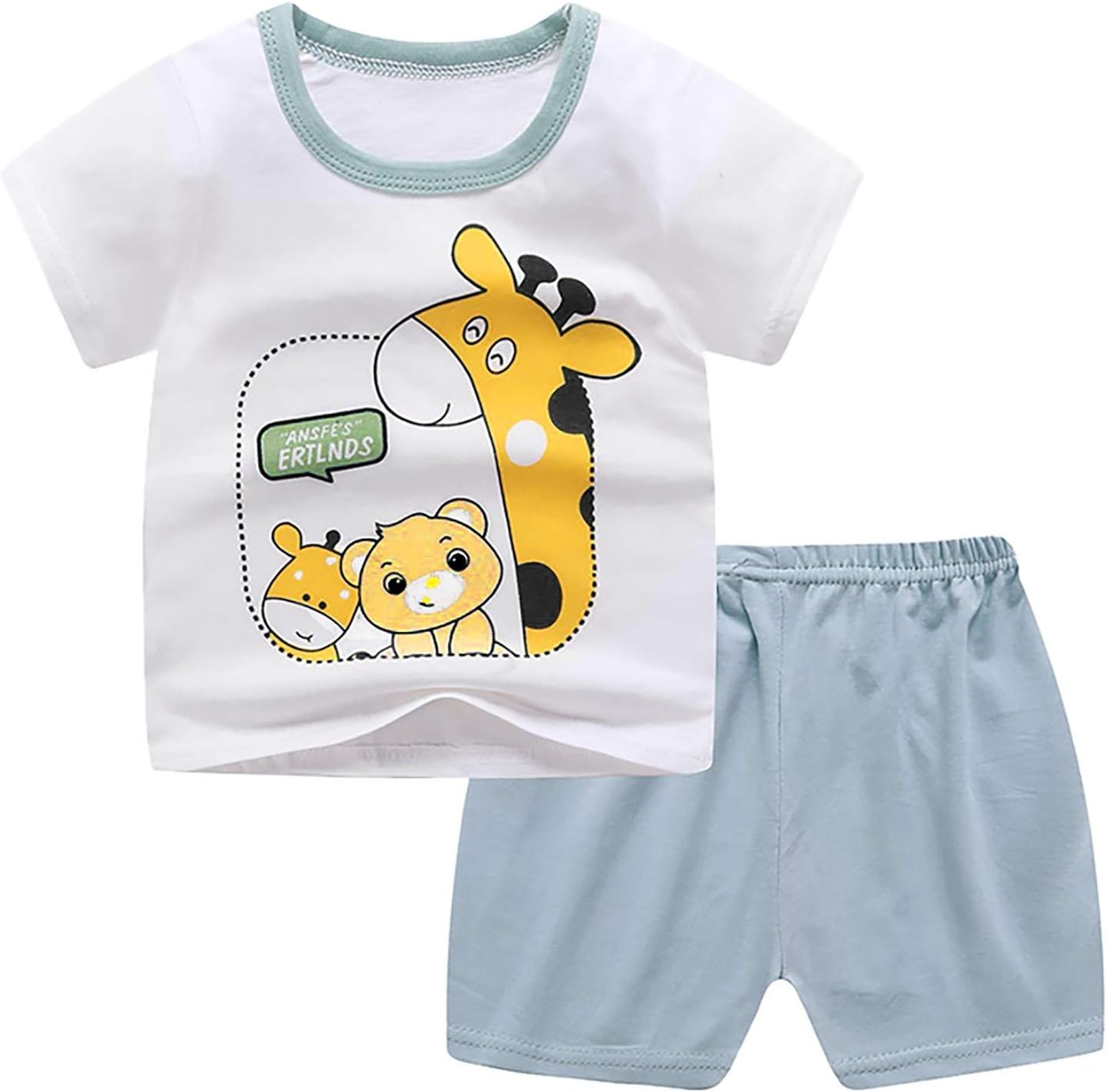 AMIMOJY Cartoon Animal Printed Toddler Boys Outfit