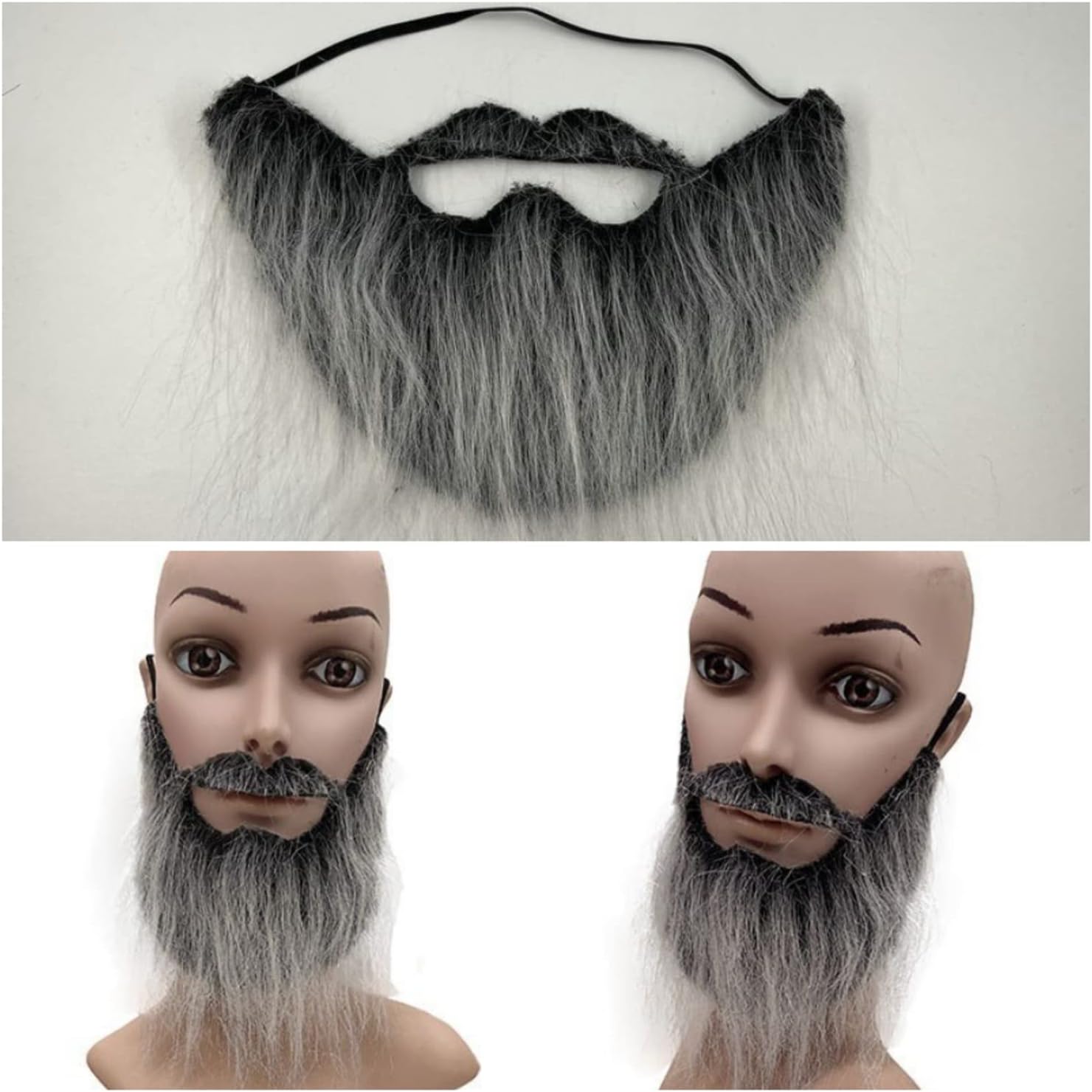 Funny Costume Party Fake Beard Moustache Set Halloween Christmas Disguise Toy Black Grey