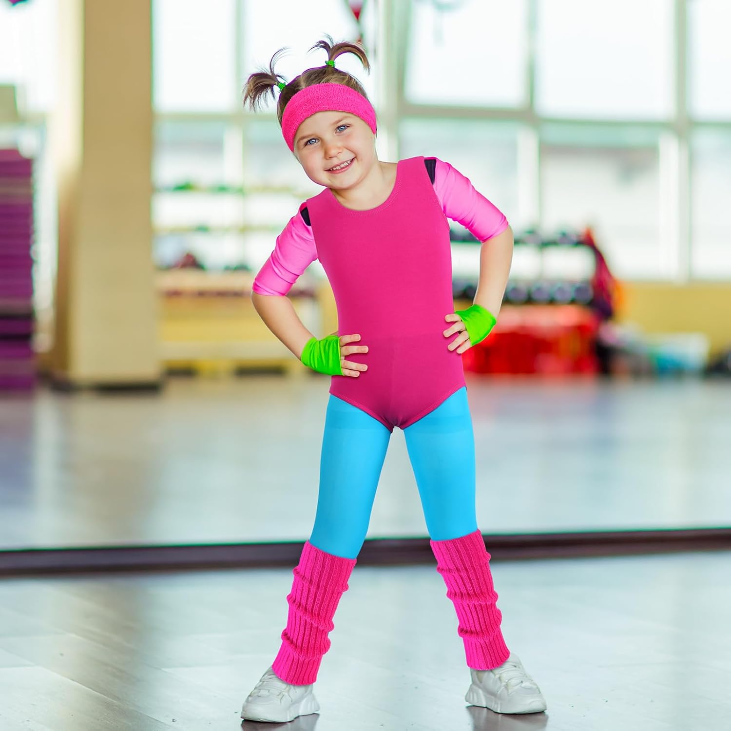 Giegxin Kids 80s Workout Costume Halloween Accessory Set