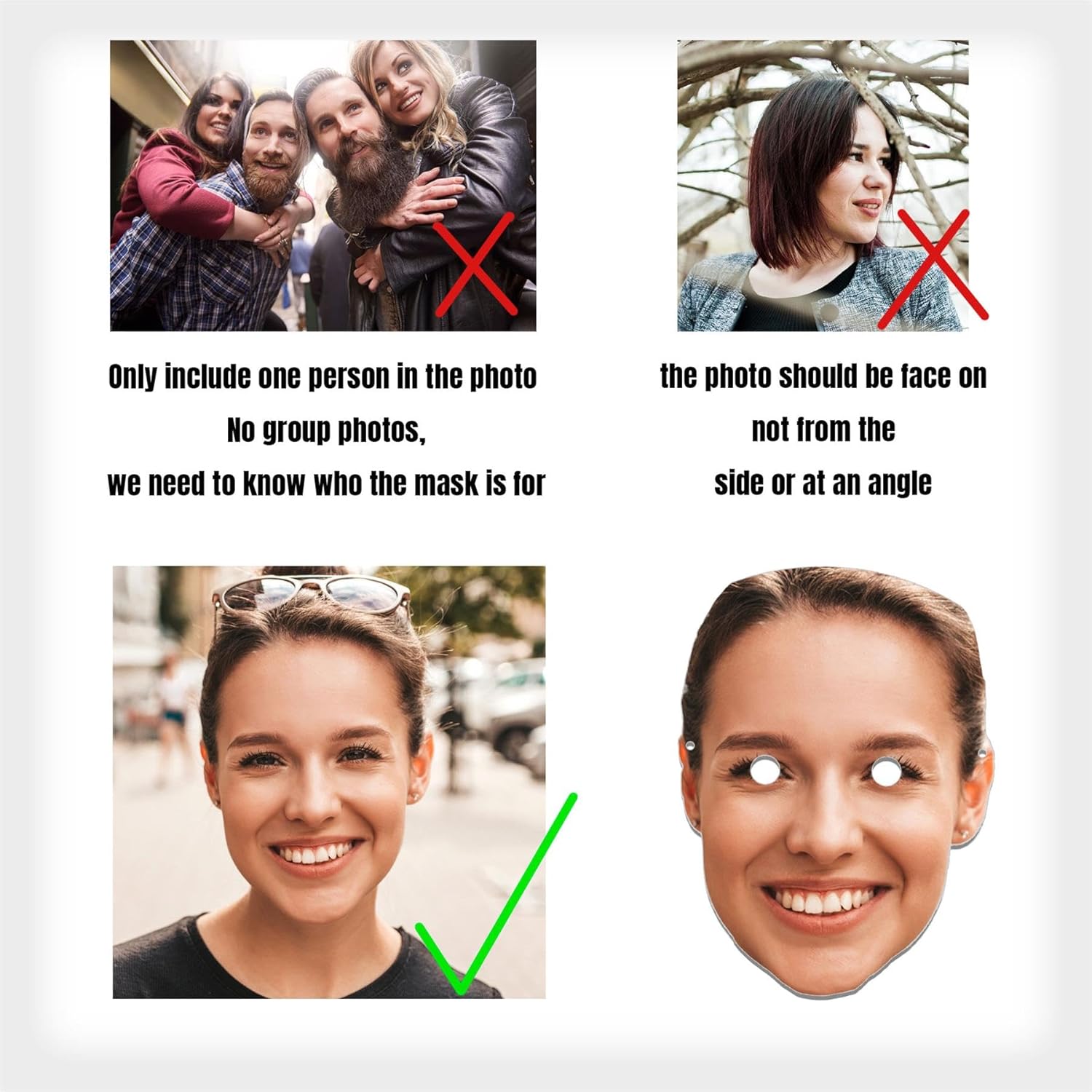 Personalized Photo Face Masks - Custom Party Accessories for Men Women Girls