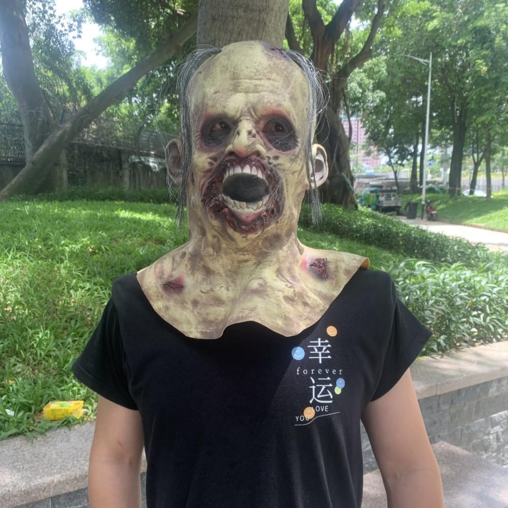 Soguer Creepy Zombie Head Toy Mask Latex Trick or Treat Adult Costume