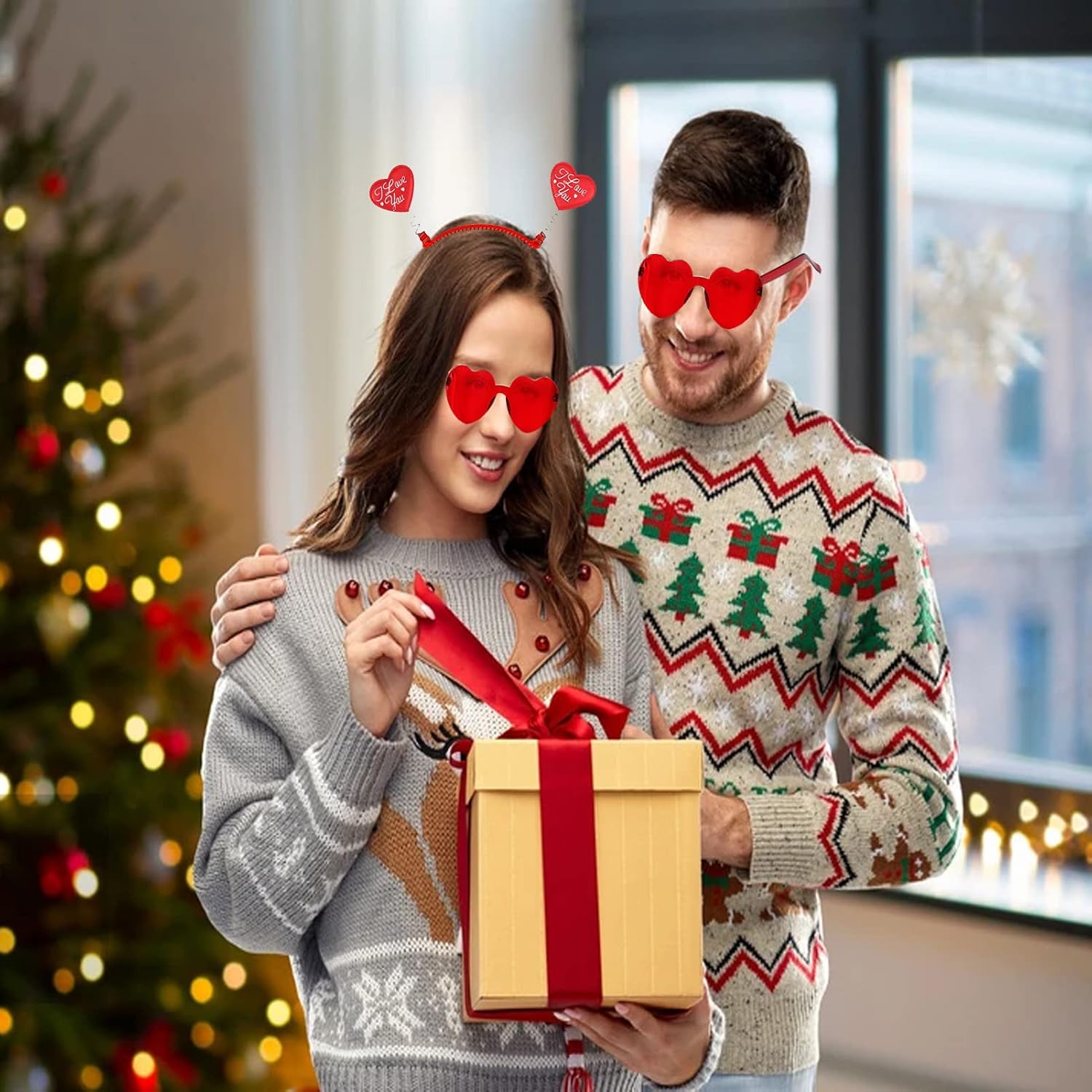 Valentines Red Heart Sunglasses and Headband