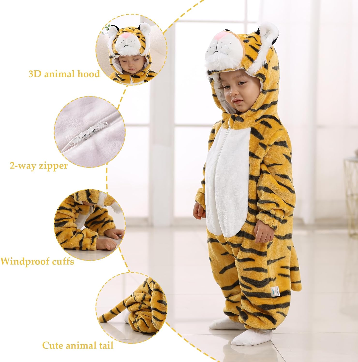 Tonwhar Kids Tiger Dinosaur Animal Fancy Dress Costume