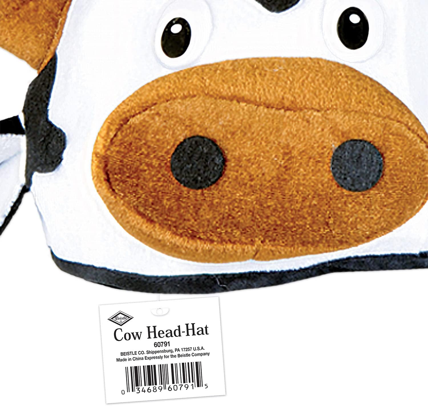 Unique Plush Cow Head Hat for Men Halloween Party Accessories