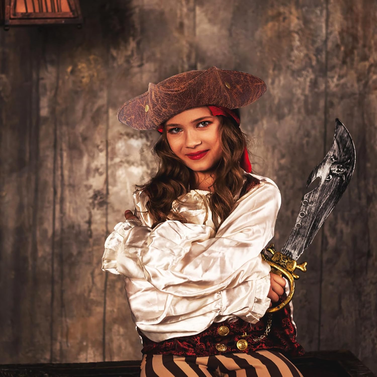 Xeehwb Brown Faux Leather Pirate Hat - Perfect Roleplay Accessory
