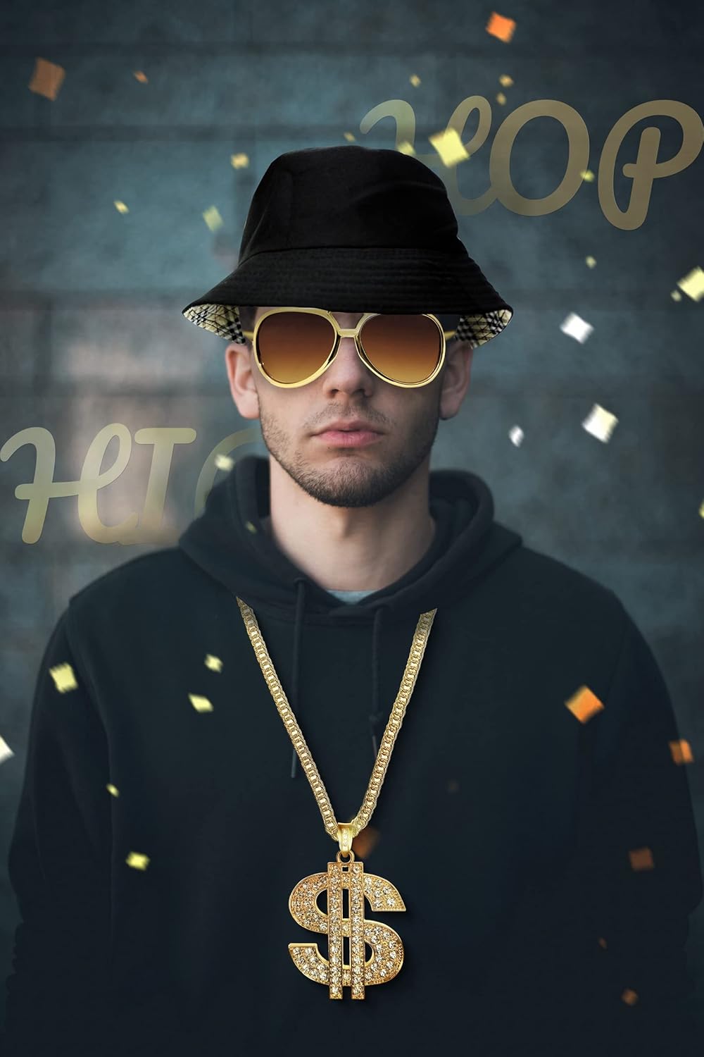 Fieuon Retro Hip Hop Accessories for Men 80s90s Themed costumes