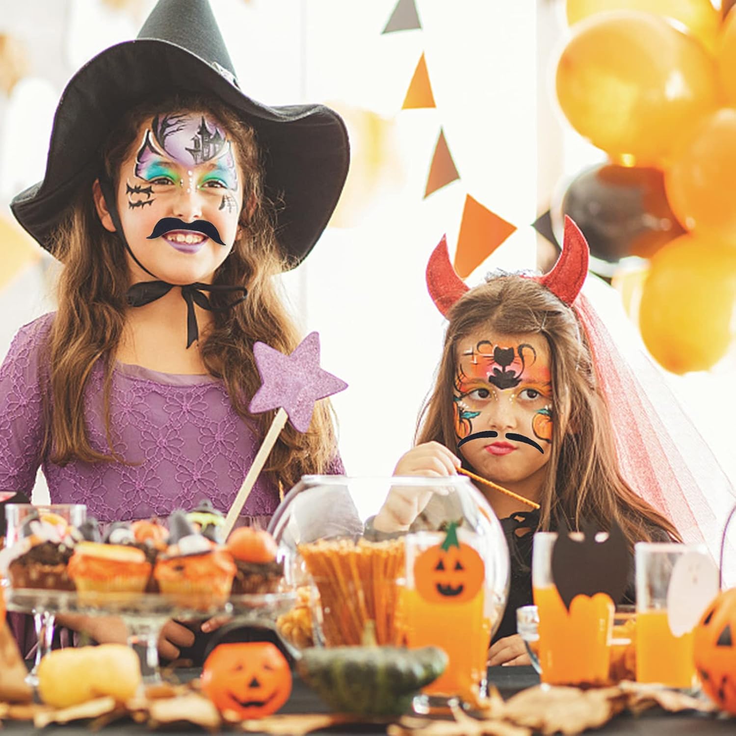 KICNIC 60-Piece Mustache Costumes in 20 Designs