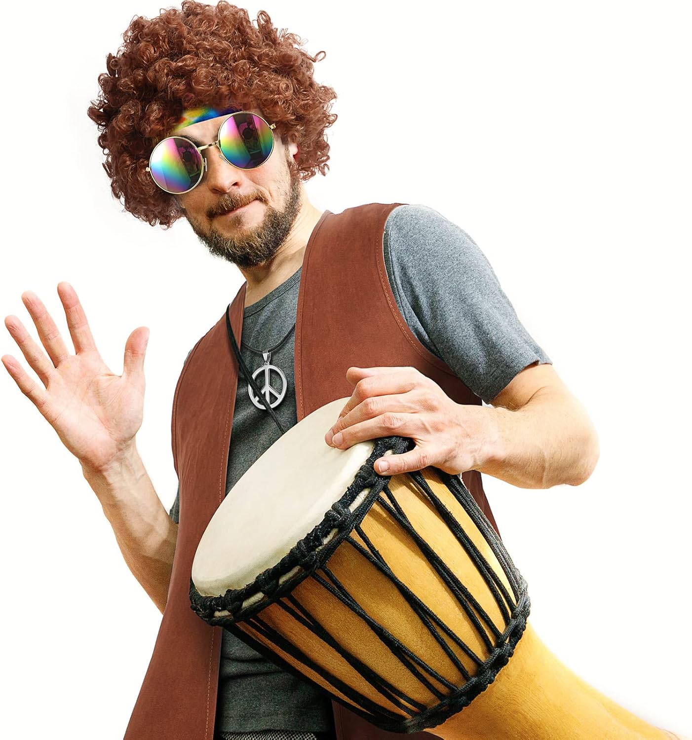 Didaey 5-Piece Hippie Mens Costume Set 60s-70s Themed Party Accessories