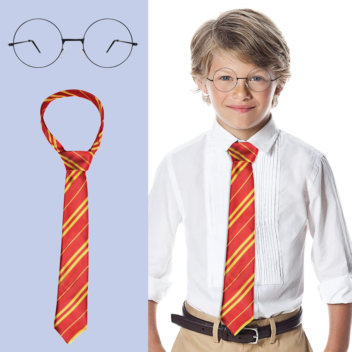 Halloween Wizard Tie Classical Tie with Glasses Costume Set