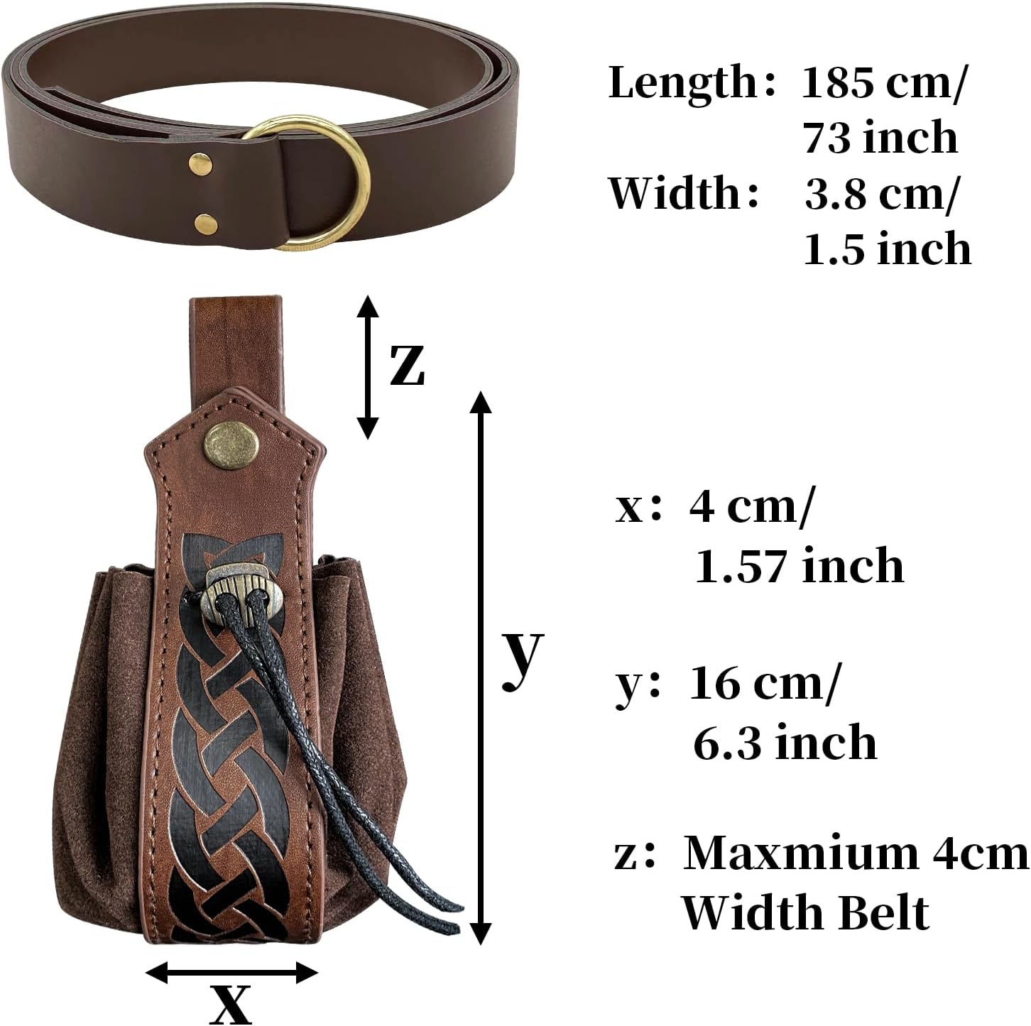Medieval O-Ring Belt with Drawstring Pouch Retro_PROP