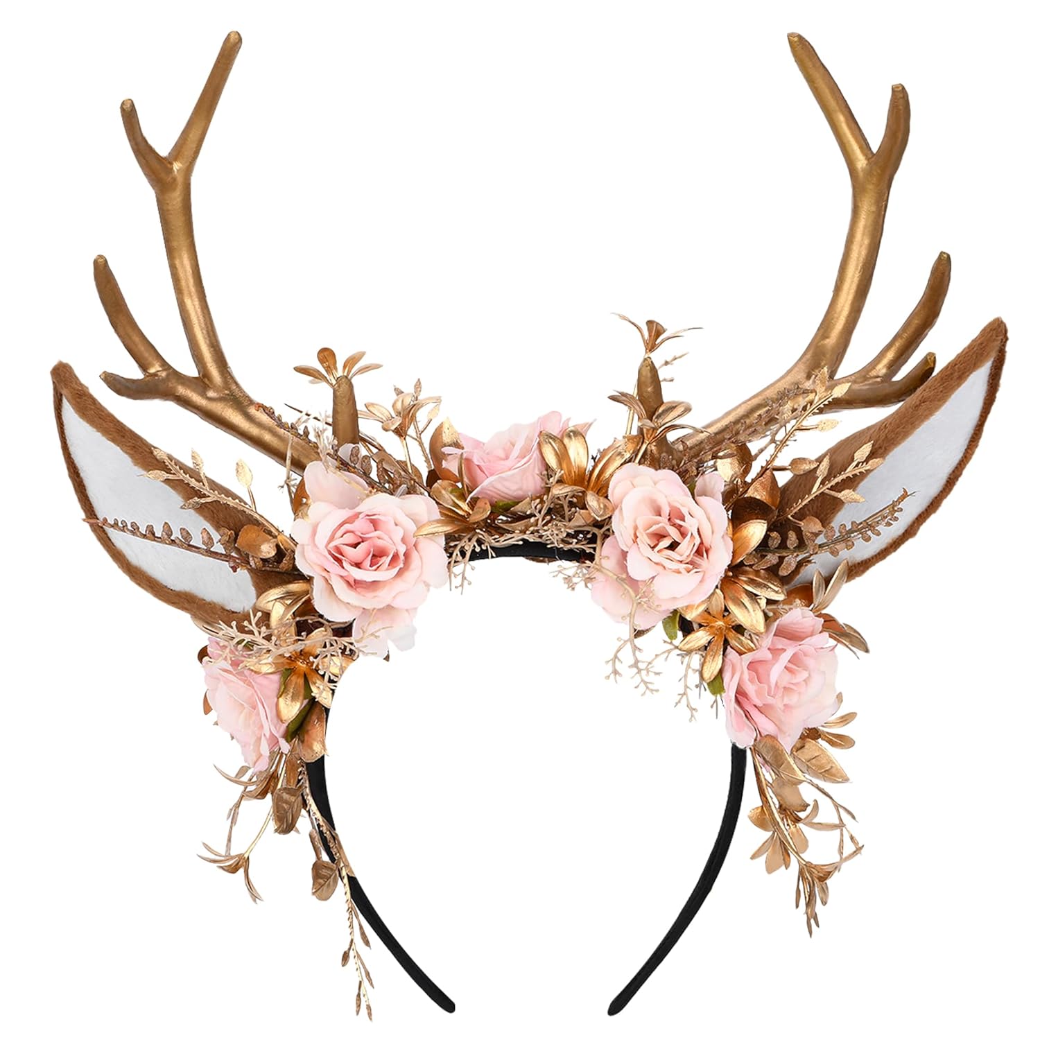 Rebecca Antler Gold Flower Forest Fairy Handmade Handband