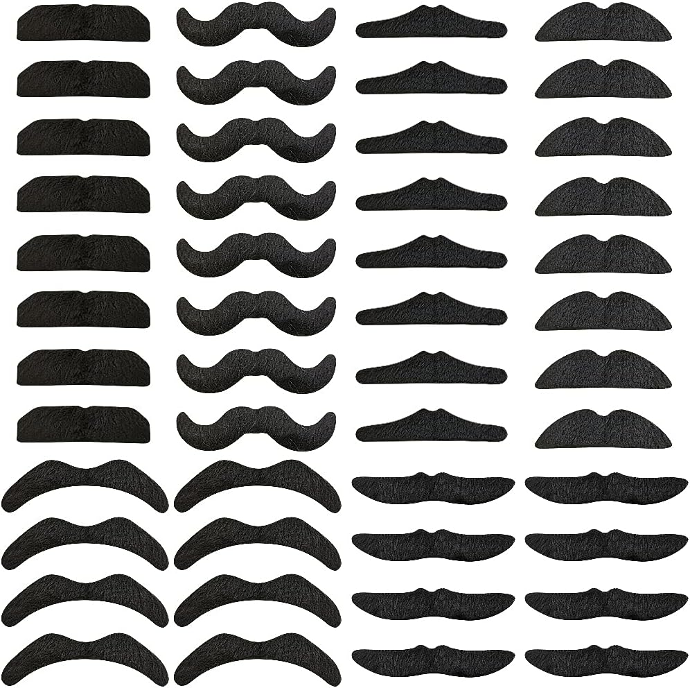48-Piece Self-Adhesive Fake Mustaches for Halloween Party Accessories