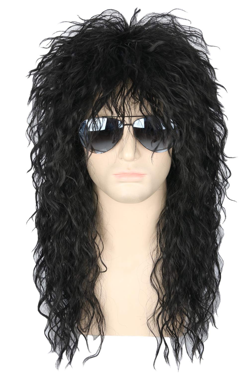 80s Punk Wig Black Mullet for Halloween