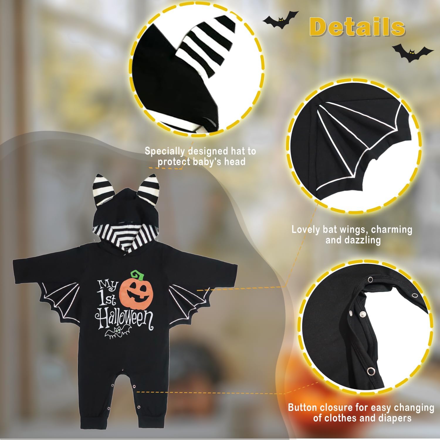 Comfortable Halloween Costumes for Newborns Cute Baby Bat Costume
