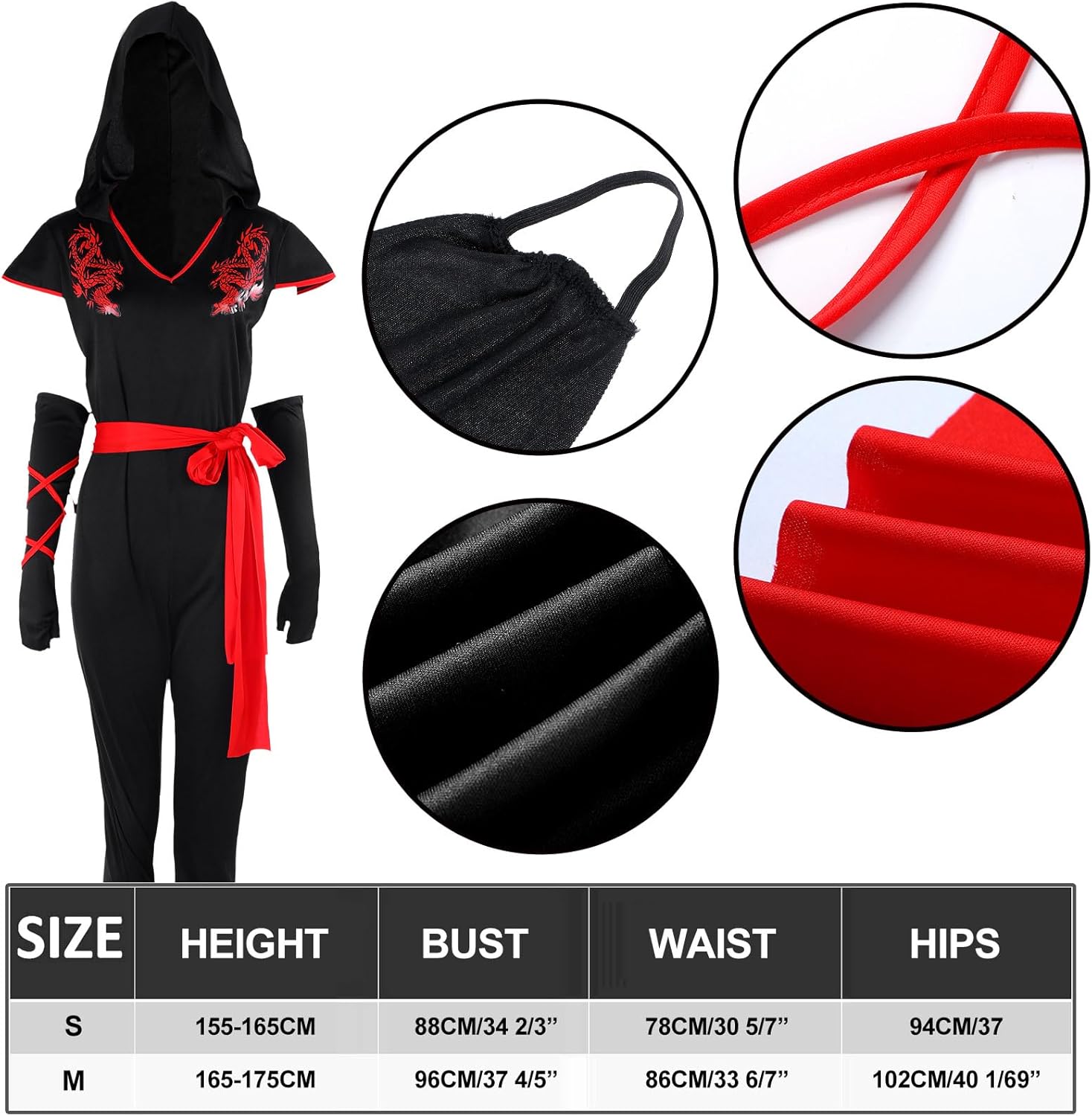 Jiuguva 9-Piece Ninja Costume Set for Women - Halloween More