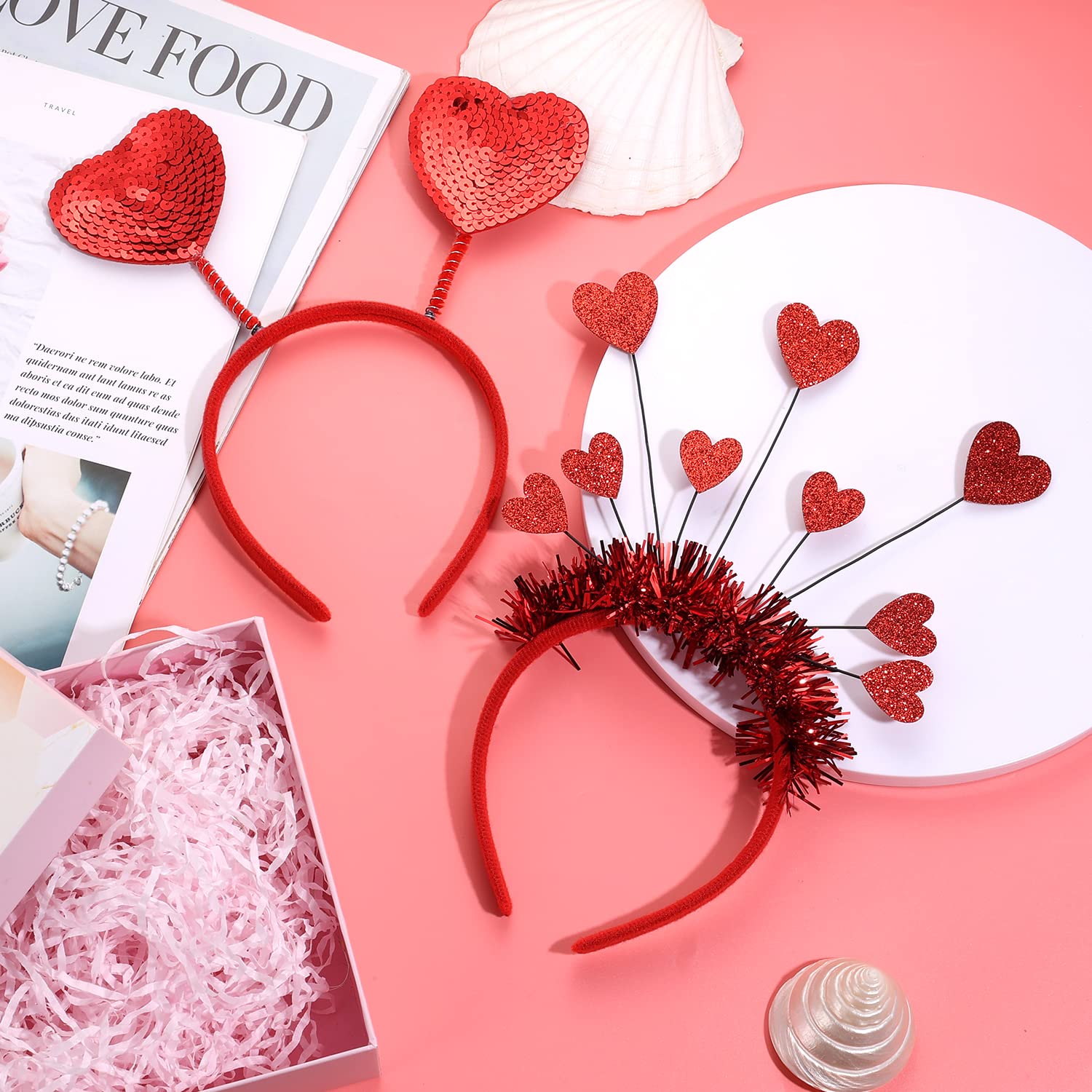 2pcs Heart Headband for Valentines Day