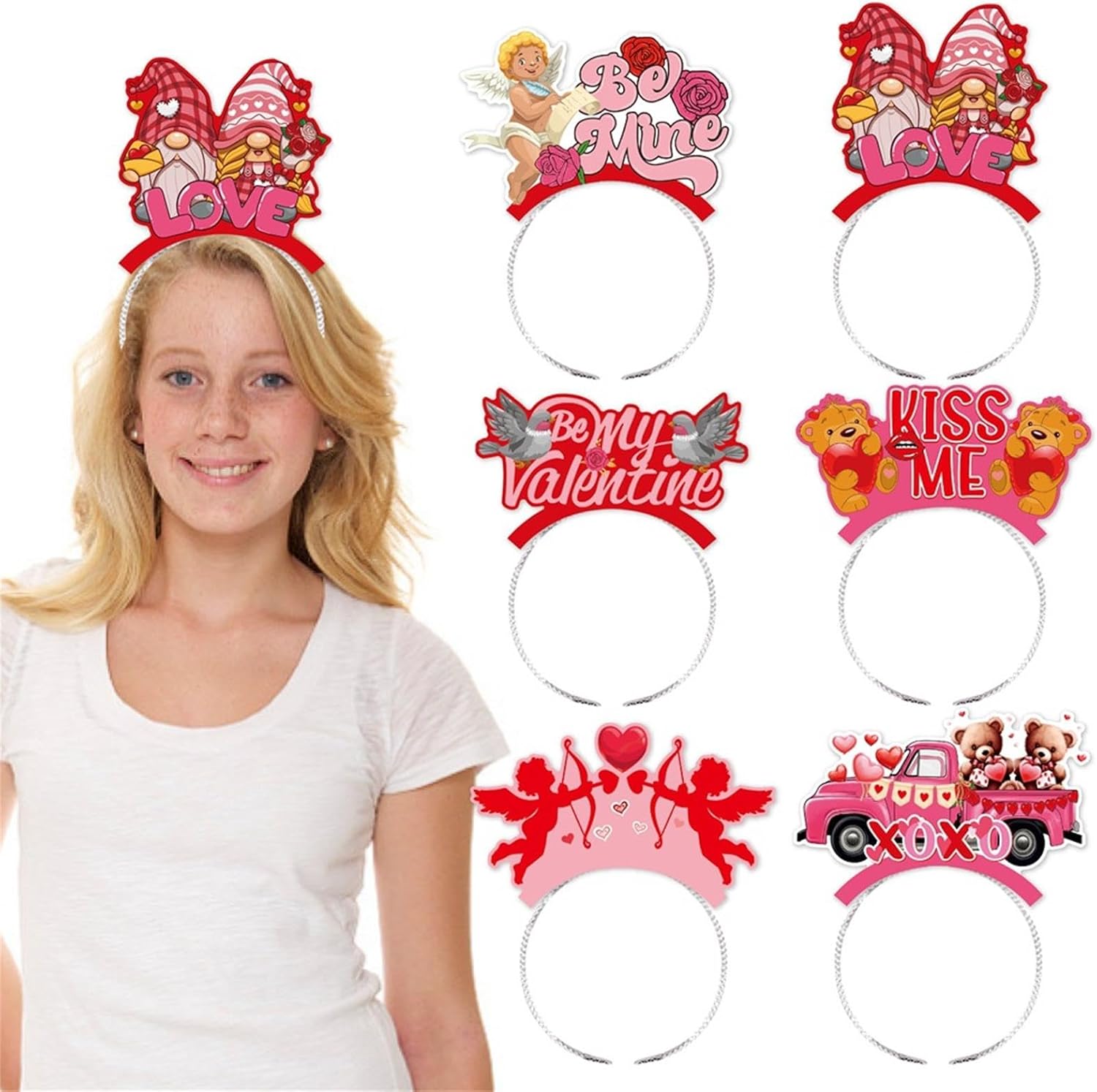 Comelodiant 6PCS Valentines Day Headbands - Perfect for Parties More