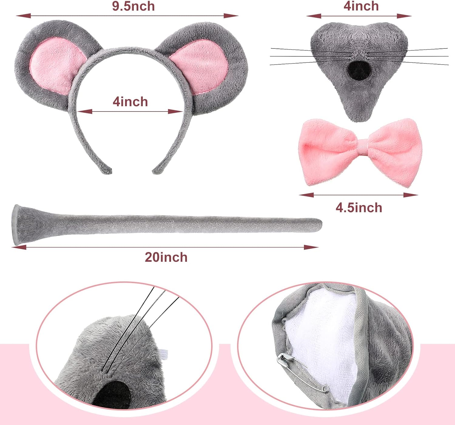 Sintege Mouse Costume for Kids - Mouse Ears Accessories