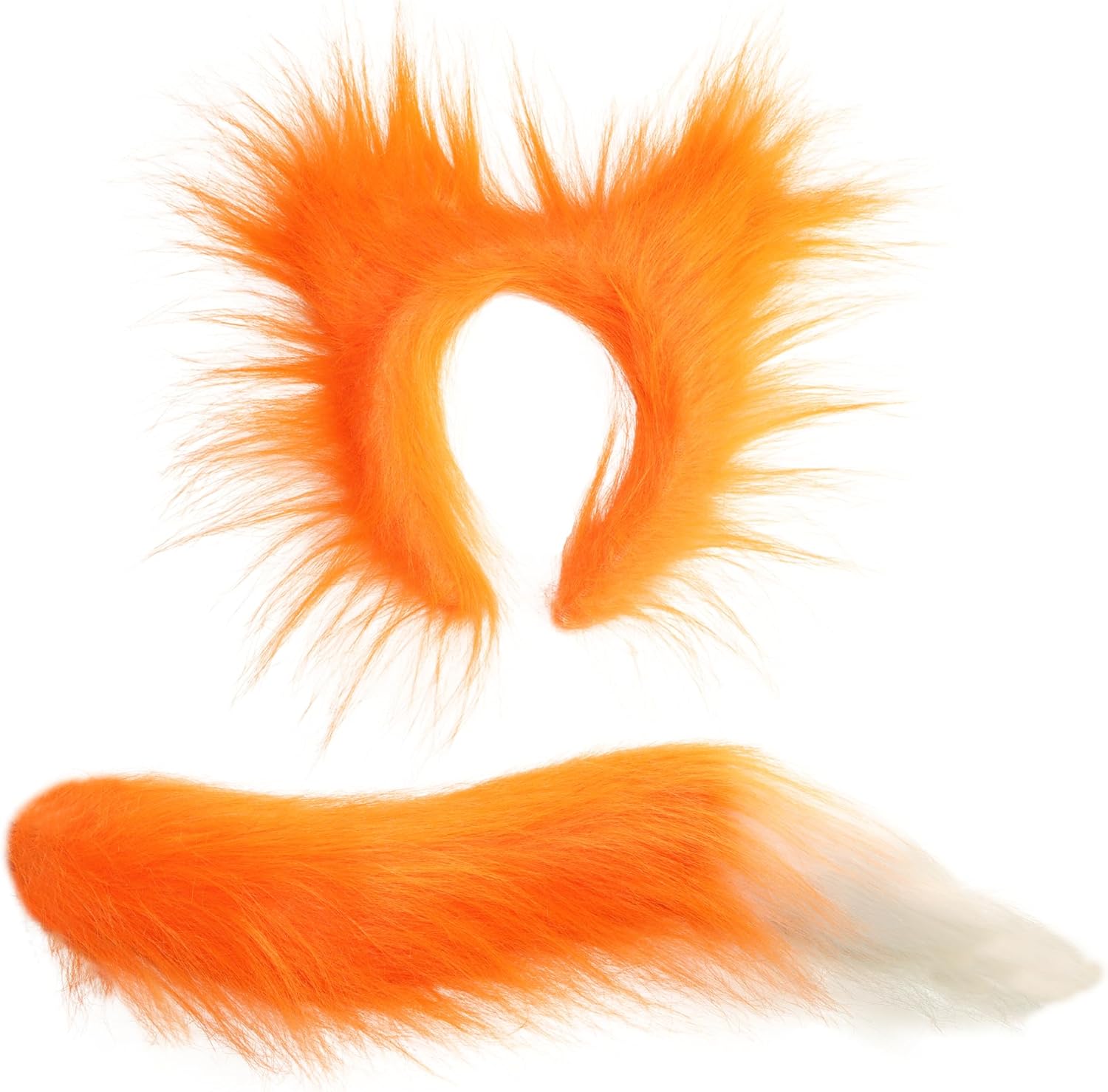 Fox Ears Headband Tail Paw Gloves Set