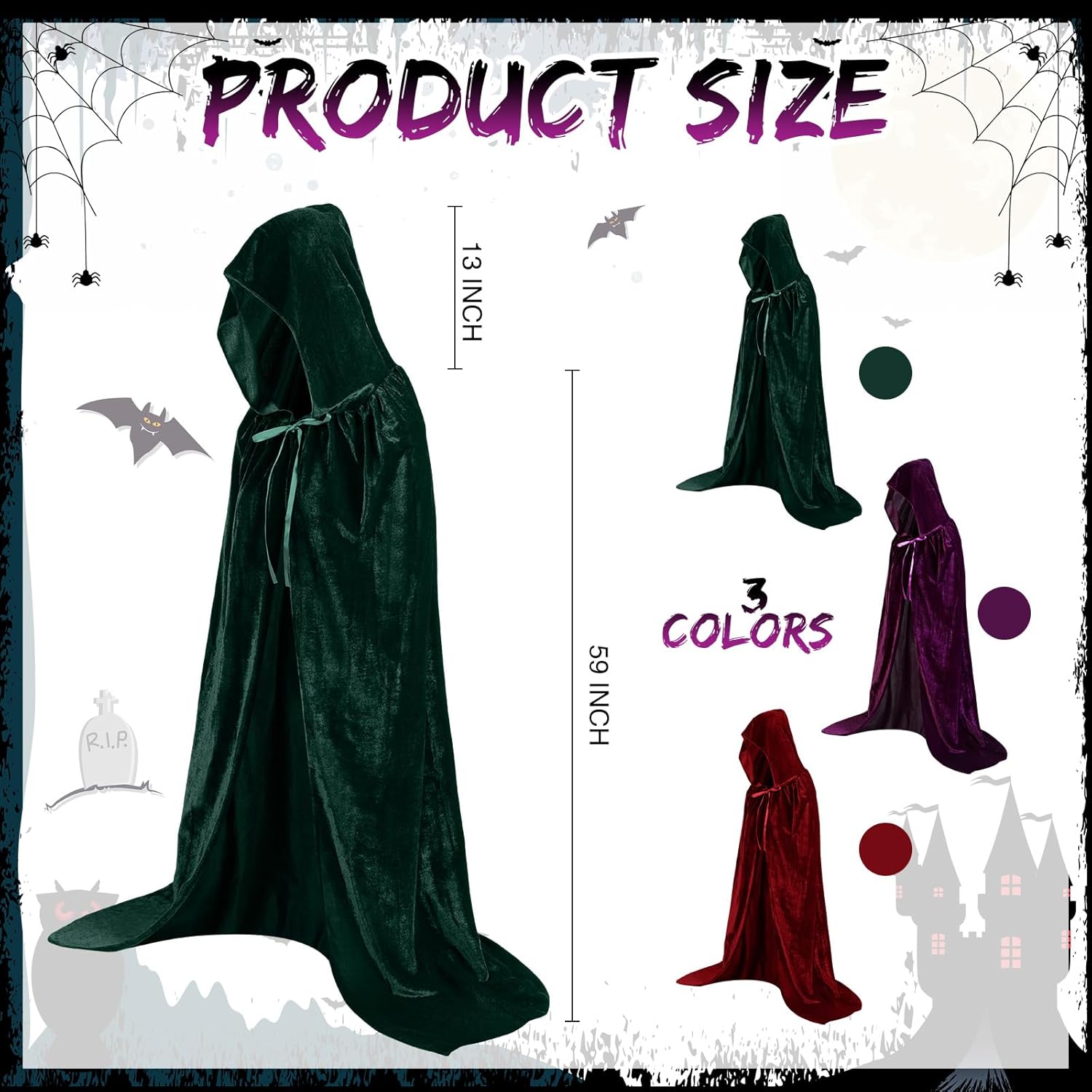 3-Piece Halloween Witch Sisters Robes for Women
