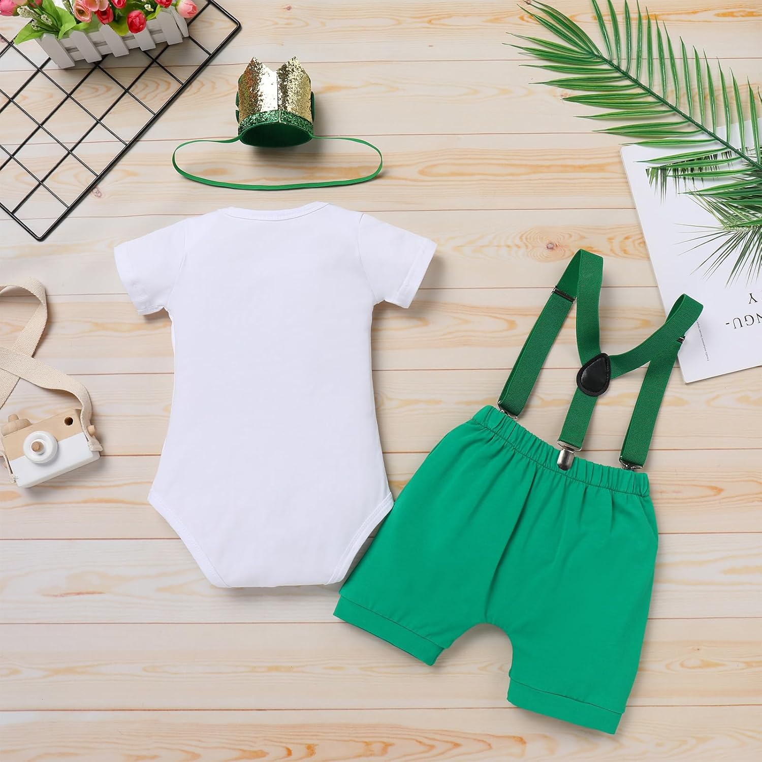 IBTOM CASTLE Baby Boy 1st Birthday Jungle Animal Romper Bloomers Set 3pcs