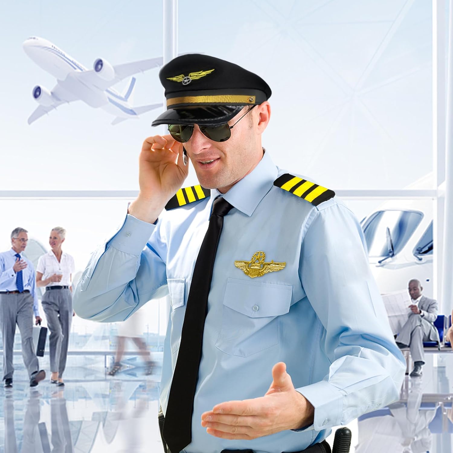 6-Piece Captain Pilot Costume Set