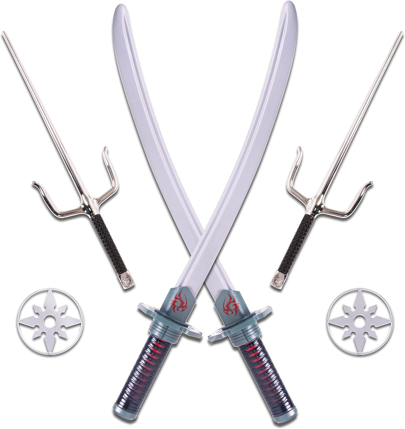 Ninja Kids costumeAccessories set - katanas sais and stars for Halloween toys