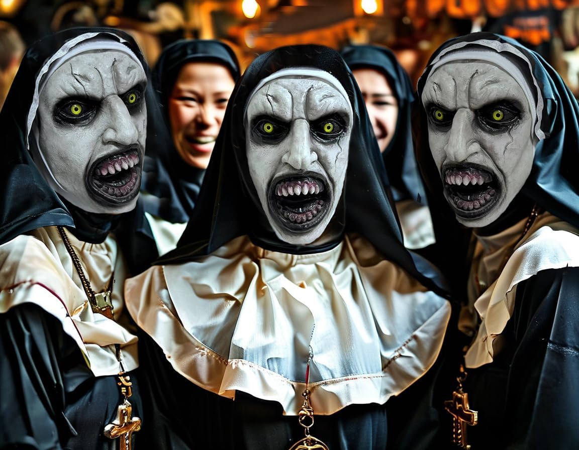 Scary Halloween Nun Mask