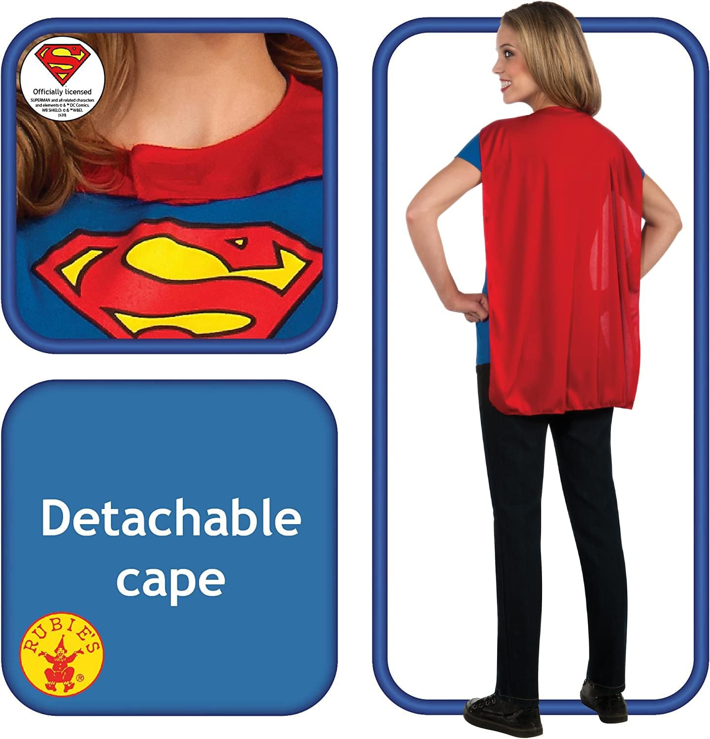 Rubies DC Comics Womens Supergirl T-Shirt With cape