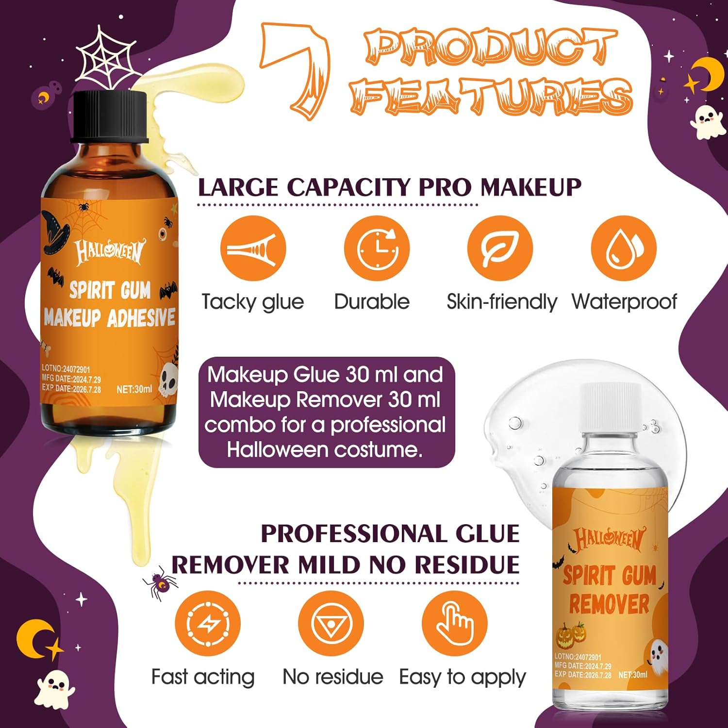 Ganbaro Spirit Gum Adhesive and Remover Set for Costumes