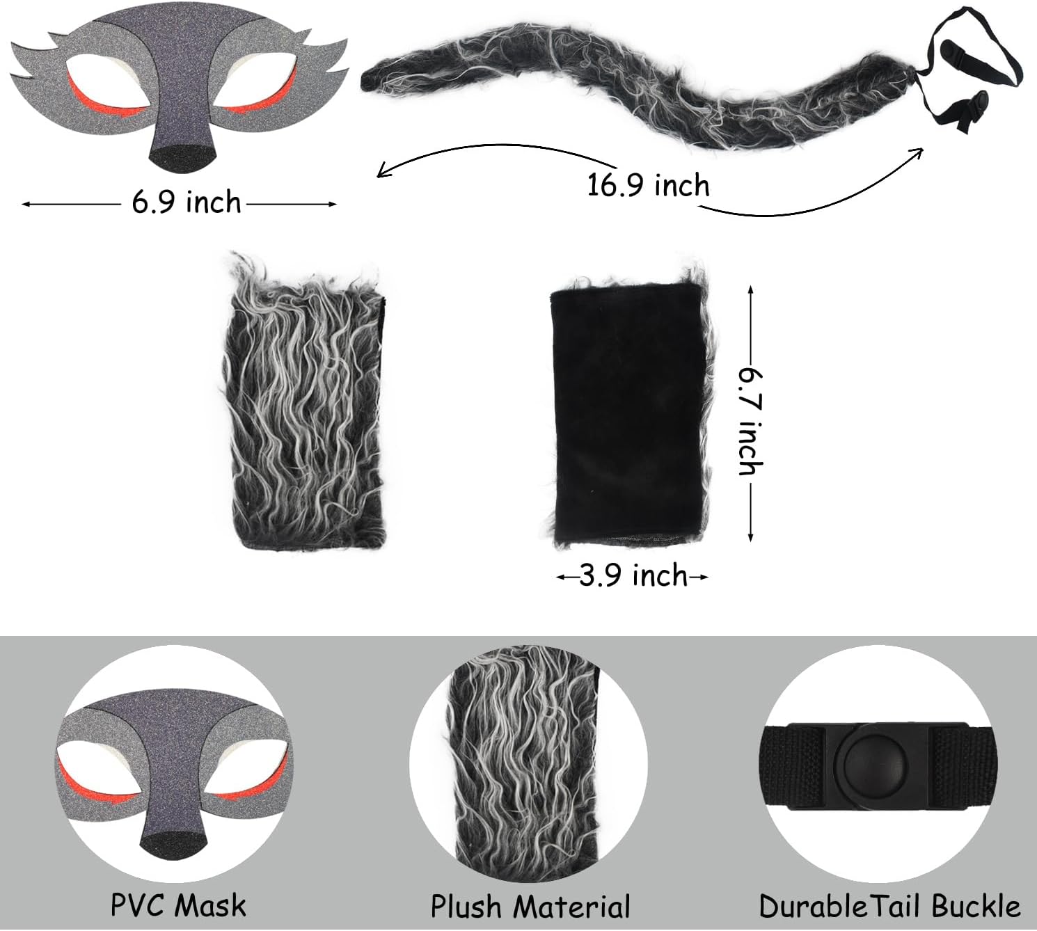 HODRME 5-Piece Wolf Ears and Tail Set