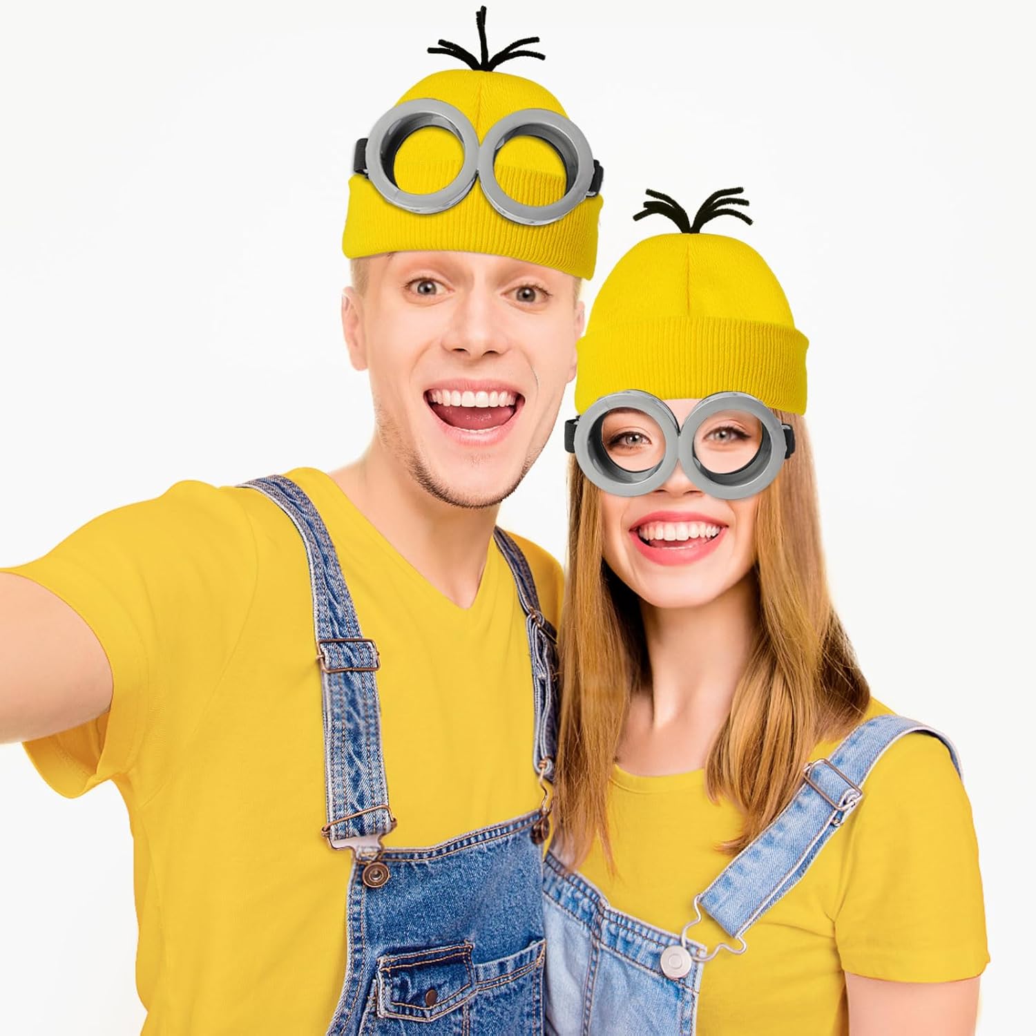 3 Pcs Halloween Costume Accessories Set - Yellow Goggles Gloves for Adults