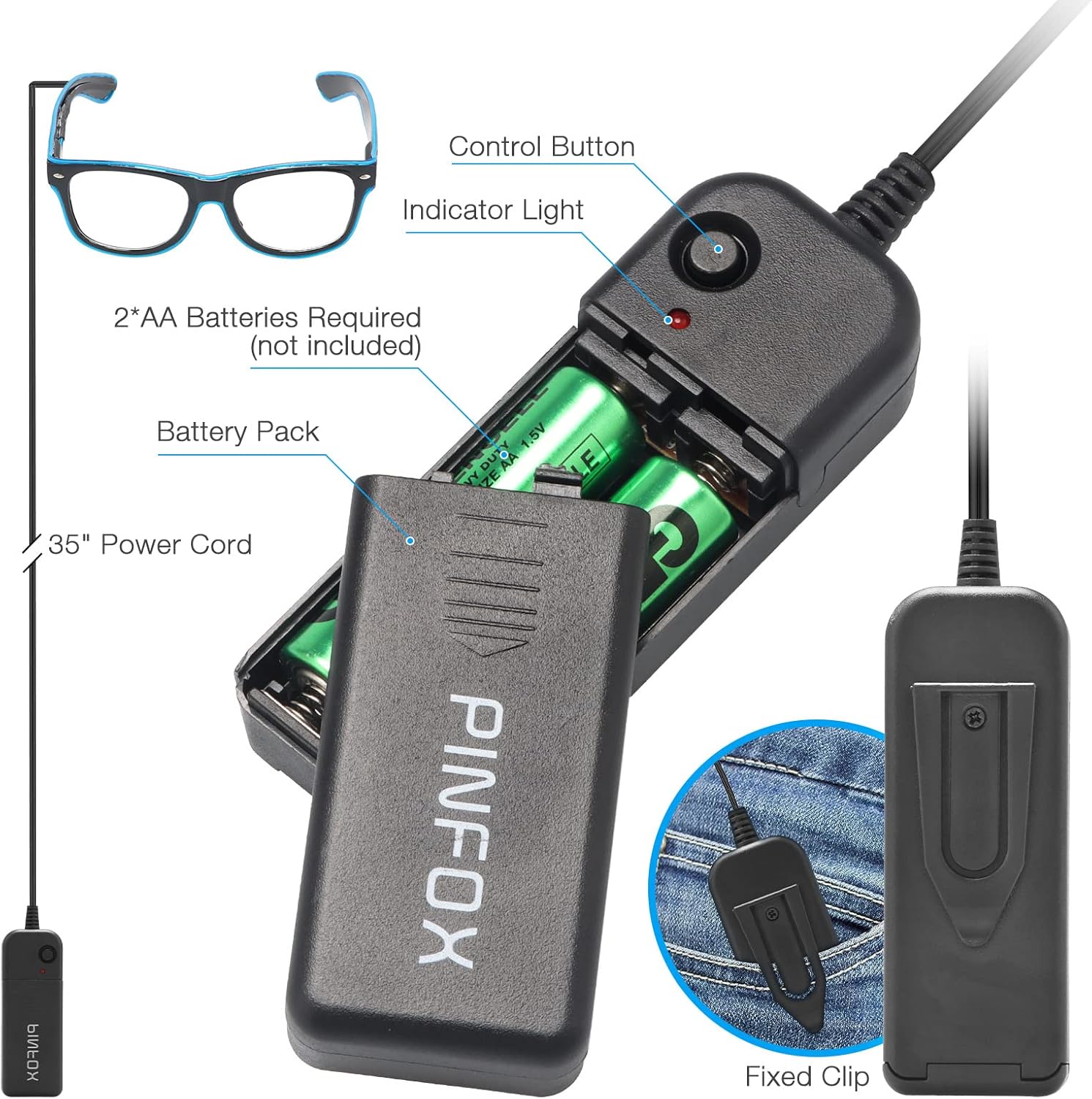 Aquat Light-up Neon Rave Glasses